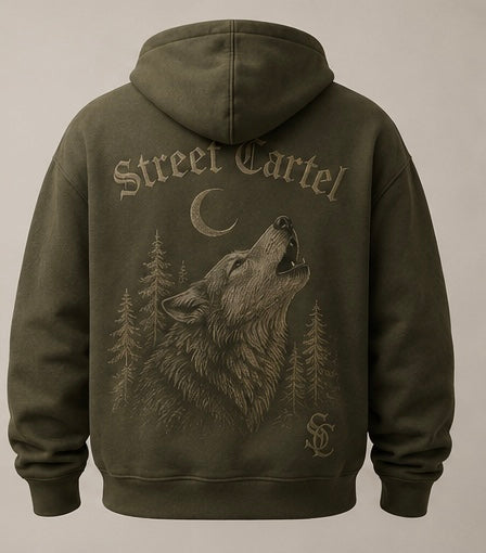 Olive Wolf Hoodie